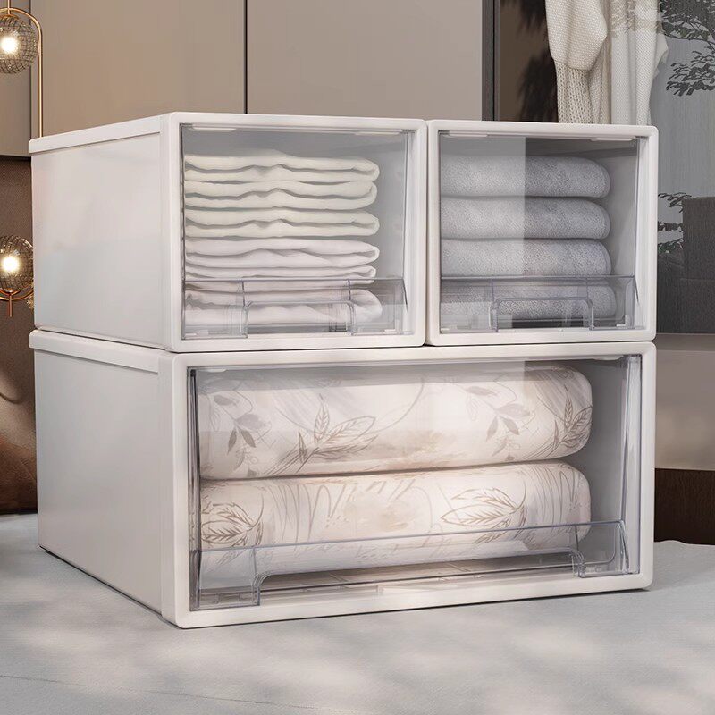 收纳箱抽屉式裤子透明整理箱家用衣物储物柜子衣柜塑料内衣收纳盒