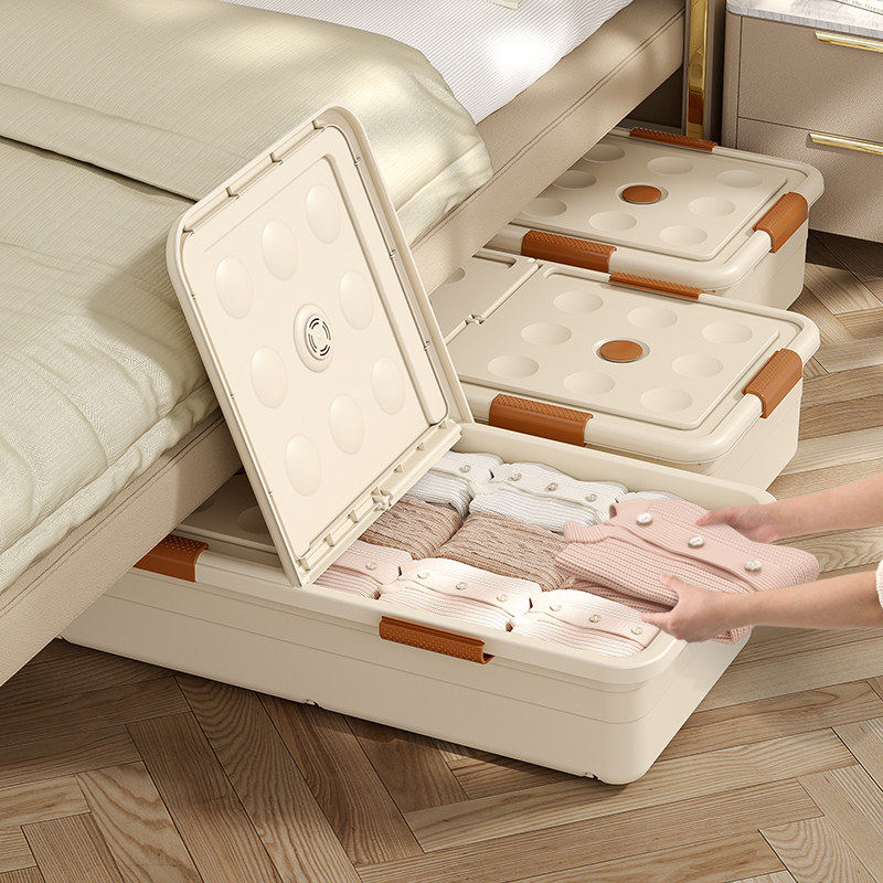 床底收纳箱家用扁平带轮床下抽屉式衣服被子整理储物箱防潮收纳盒