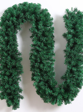 圣诞藤条1.8米加密绿色藤条270cm圣诞树挂枝橱窗廊门装饰花环藤枝