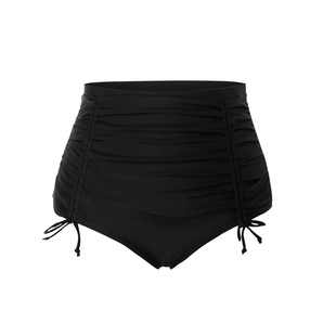 女分体比基尼游泳裤 大码 抽绳遮肚显瘦 女士高腰三角泳裤 2024年新款