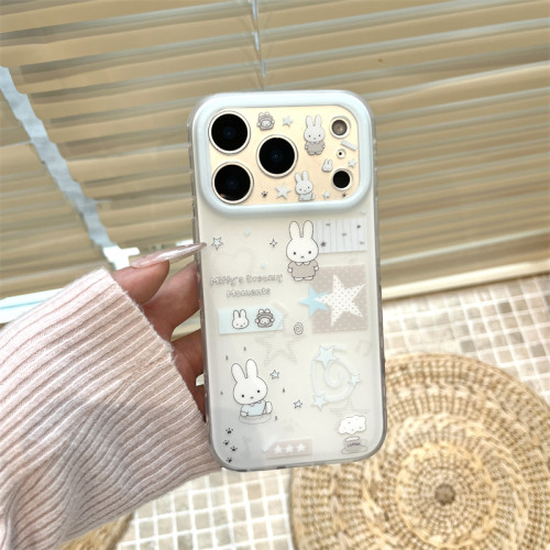 韩风ins小清新卡通可爱星星兔子插画适用17苹果17promax手机壳iphone16pro新款15磨砂双层14创意13全包保护套