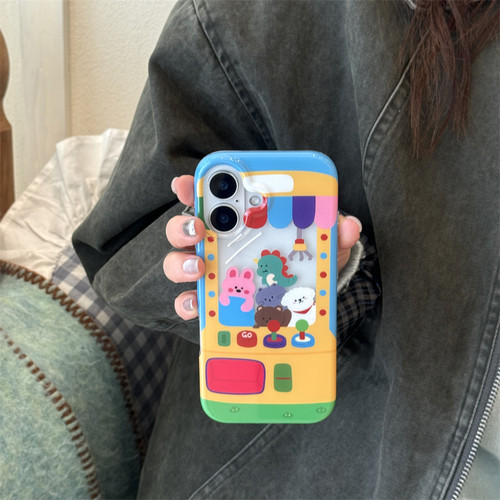 ins小众卡通可爱镂空小动物娃娃机适用苹果13p手机壳16pro新款iphone17promax创意个性15双层14保护套全包潮