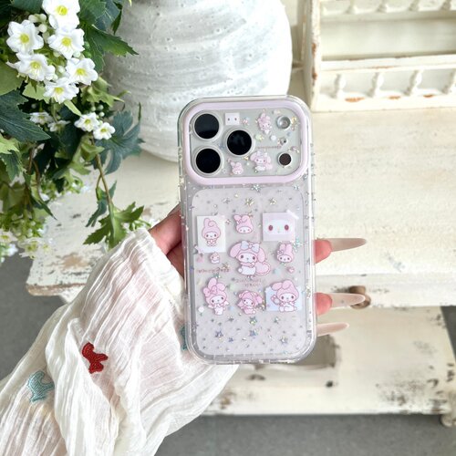 韩系ins甜美少女心闪粉可爱粉色兔子适用苹果17promax手机壳16pro新款iphone18pro创意15p全包透明双层保护套