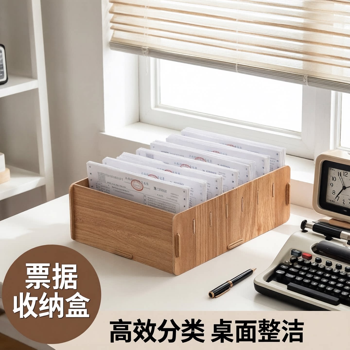 凭证发票桌面大号会计分类收纳盒图片