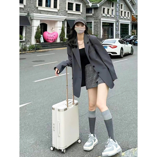 灰色西裝 小個子秋季 高級感韓版 寬松休閑西服上衣 外套女2025新款