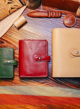 M5活页手帐书衣头层牛皮真皮钱包 大钞位活页夹Fgillio K环植鞣皮