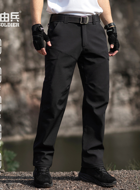 凌霜软壳裤户外冲锋秋冬加厚加绒防泼水耐刮弹力徒步登山抓绒男裤