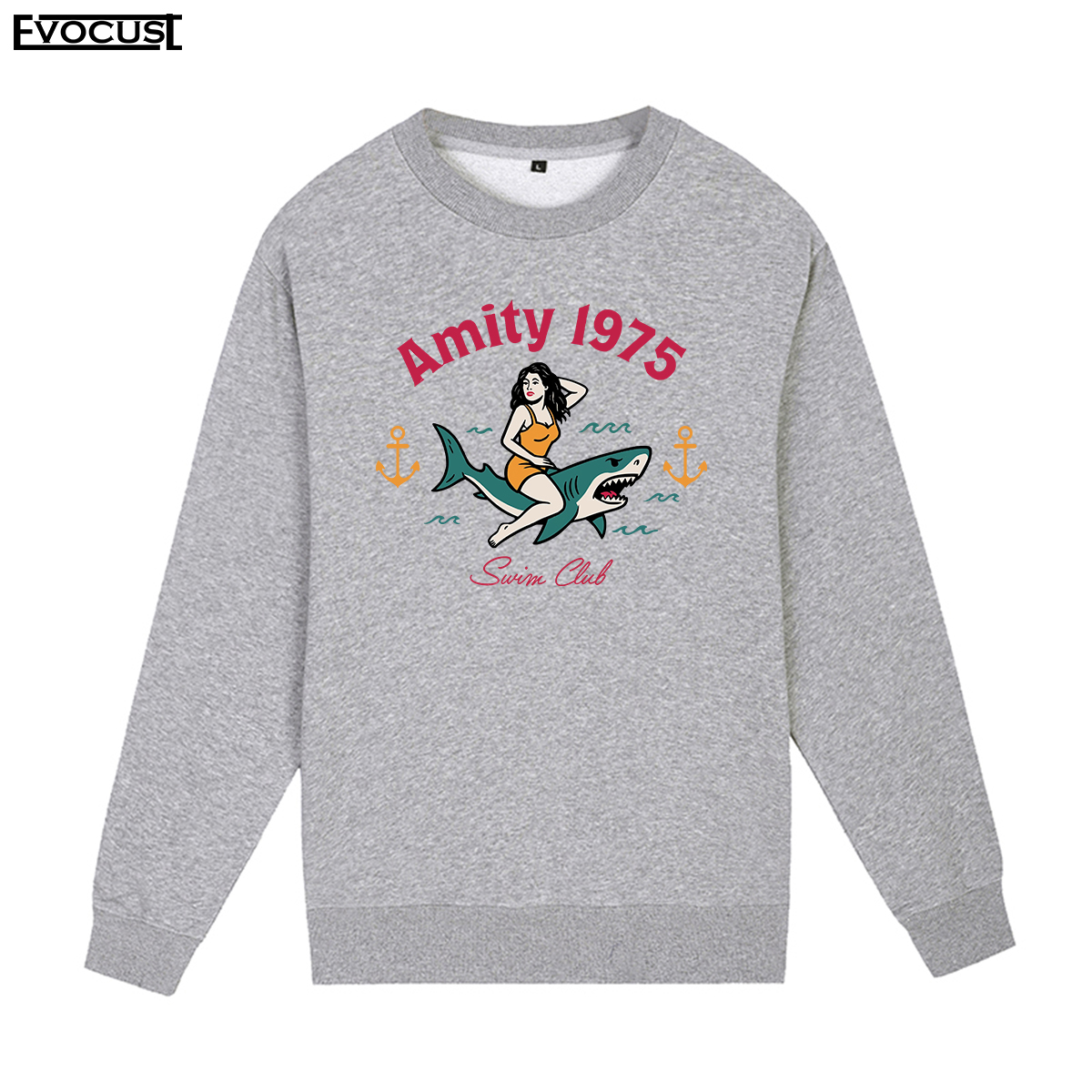 大白鲨Jaws Amity1975史蒂文斯皮尔伯格ins复古男女街头圆领卫衣