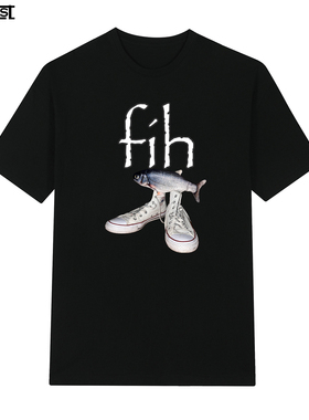 鱼鞋Fih Shoes Fish Funny搞笑恶搞字母运动鞋嘻哈短袖T恤男女