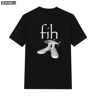 鱼鞋Fih Shoes Fish Funny搞笑恶搞字母运动鞋嘻哈短袖T恤男女