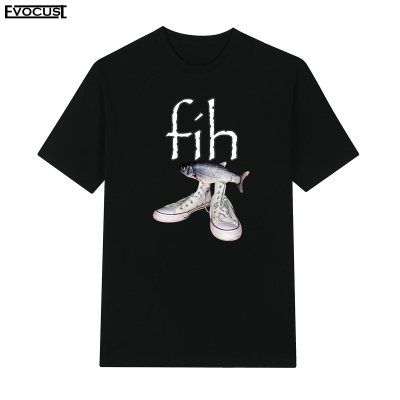 鱼鞋Fih Shoes Fish Funny搞笑恶搞字母运动鞋嘻哈短袖T恤男女