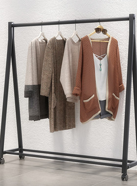 铁艺服装架服装店衣架展示架落地挂衣架带轮子商场货架挂衣服架子