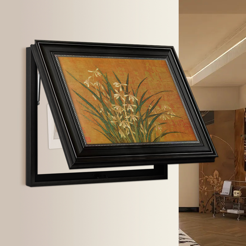 轻法式中古风电表箱装饰画复古竹子植物配电箱遮挡画液压掀开挂画图片