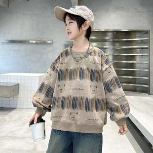 2026秋冬装新款洋气男童长袖卫衣早秋中大童时髦圆领上衣打底衫男