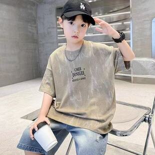 中大童男孩T恤2026夏季新款时尚短袖男童外穿痞帅儿童纯棉上衣潮