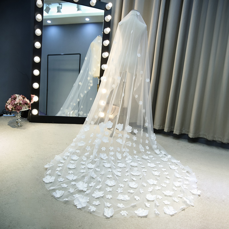 Alluring woman bride Headdress Wedding dress new pattern Korean Headdress Super long 3 meters Flower wedding Petal Tailing 099in the Accessories/Leather belt/Hat/Muffler , Wedding dress accessories , Veil  category - from Buy2taobao.com to provide professional Taobao agent buy service