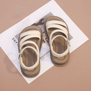 真皮女童公主罗马凉鞋2026新款夏季运动沙滩鞋小女孩中大童软底鞋