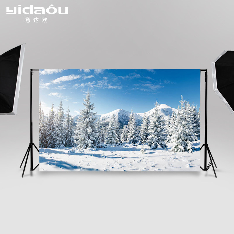 意达欧雾凇雪景拍照背景布滑雪场景背景道具羽绒服拍摄场景背景装饰