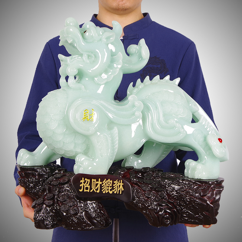 招财玉貔貅摆件一对家居皮丘办公室桌面装饰客厅风水乔迁开业礼品
