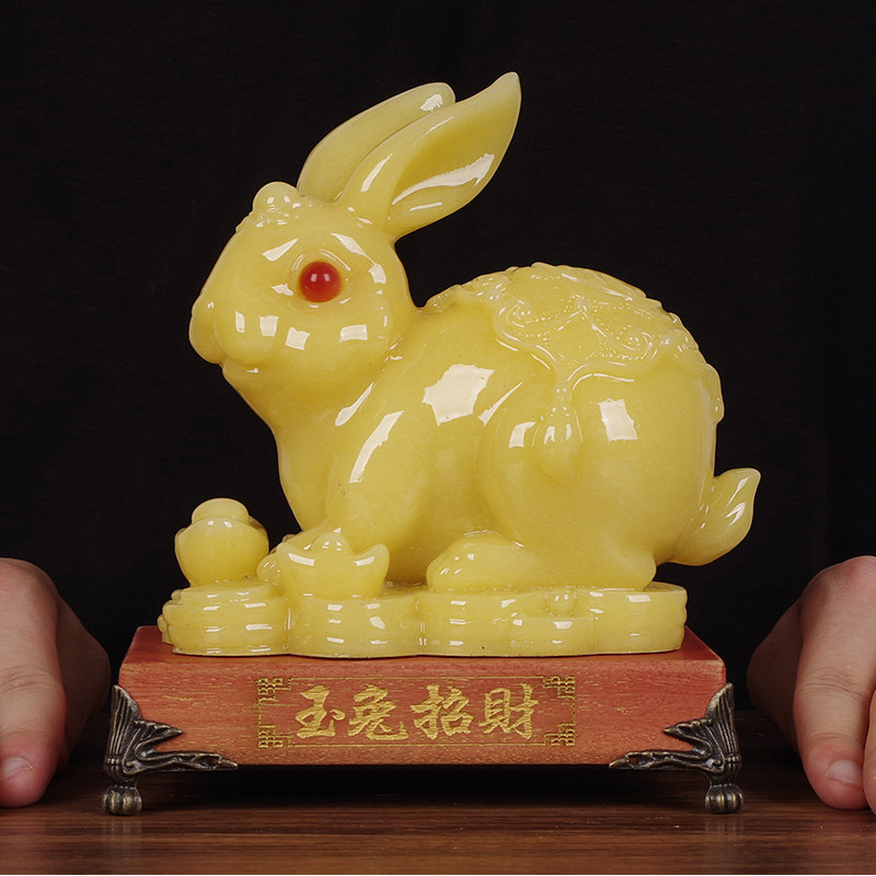 玉兔招财摆件大号玉石兔子十二生肖兔家居客厅创意饰品可爱小兔子,家居饰品,桌面摆件,淘宝优惠券,粉丝福利购,淘宝优惠卷
