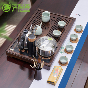 汉唐实木茶盘 茶海 茶托功夫茶具套装 大号木质茶台知然家用排水式