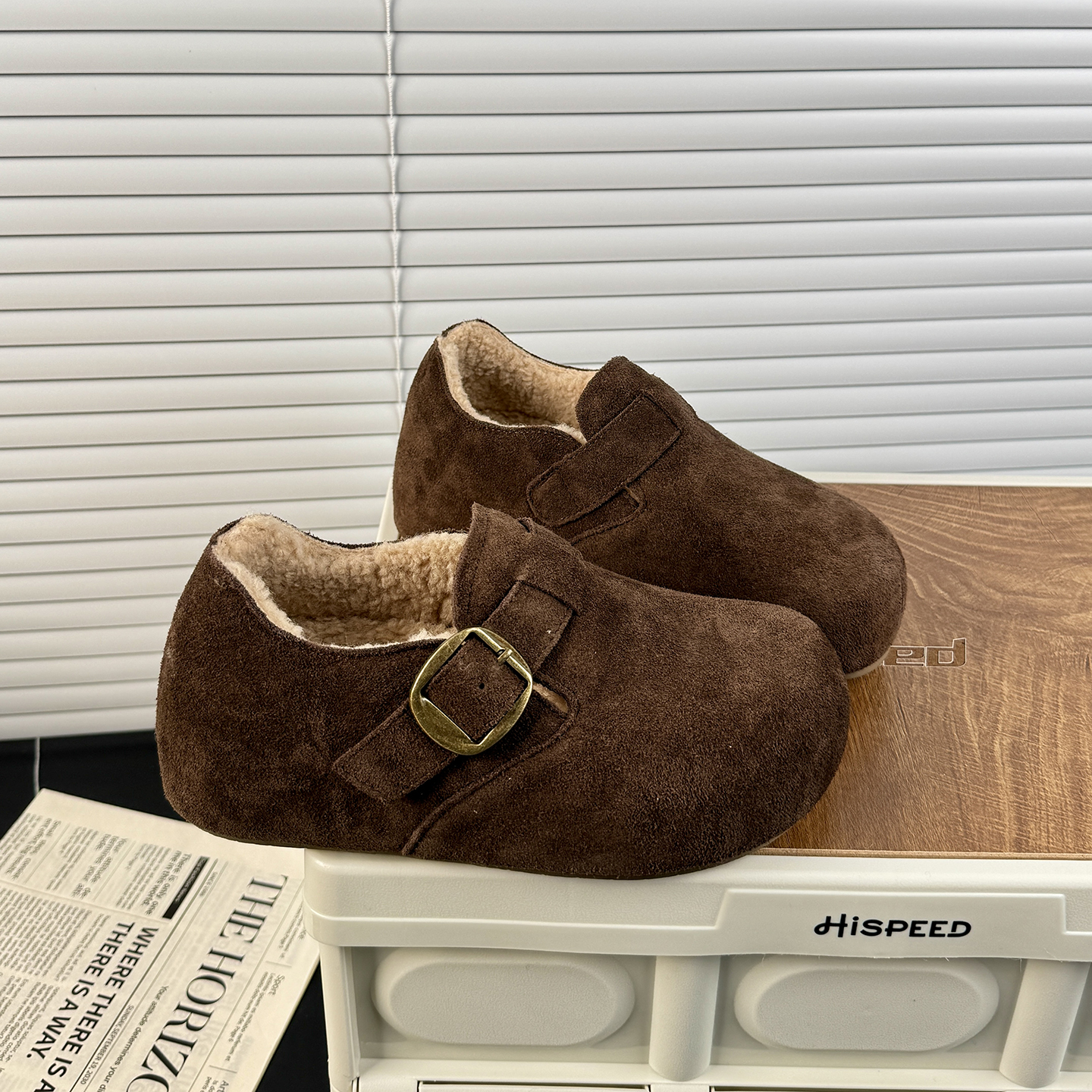 复古勃肯鞋女2025冬季新款时尚百搭磨砂软底懒人鞋加绒保暖面包鞋