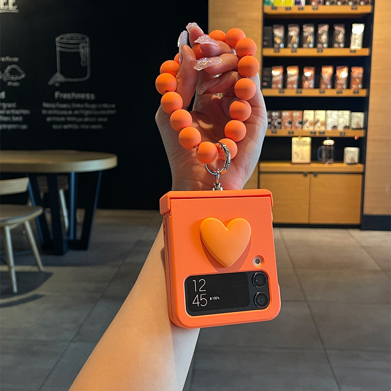 米拓新款立体爱心适用于三星zflip4手机壳折叠肤感保护套w23flip创意