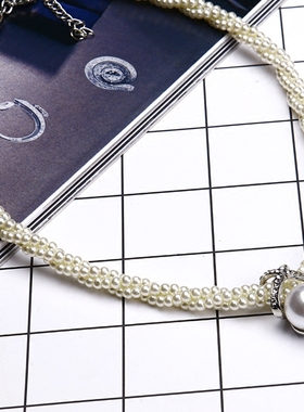 韩国时尚多层短款夸张珍珠项链