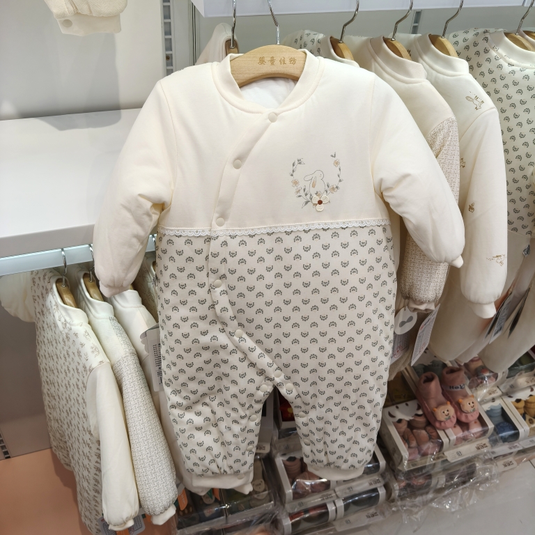 偶园新生婴儿棉衣服冬季夹棉加厚连体衣男女童宝宝冬装满月外出服