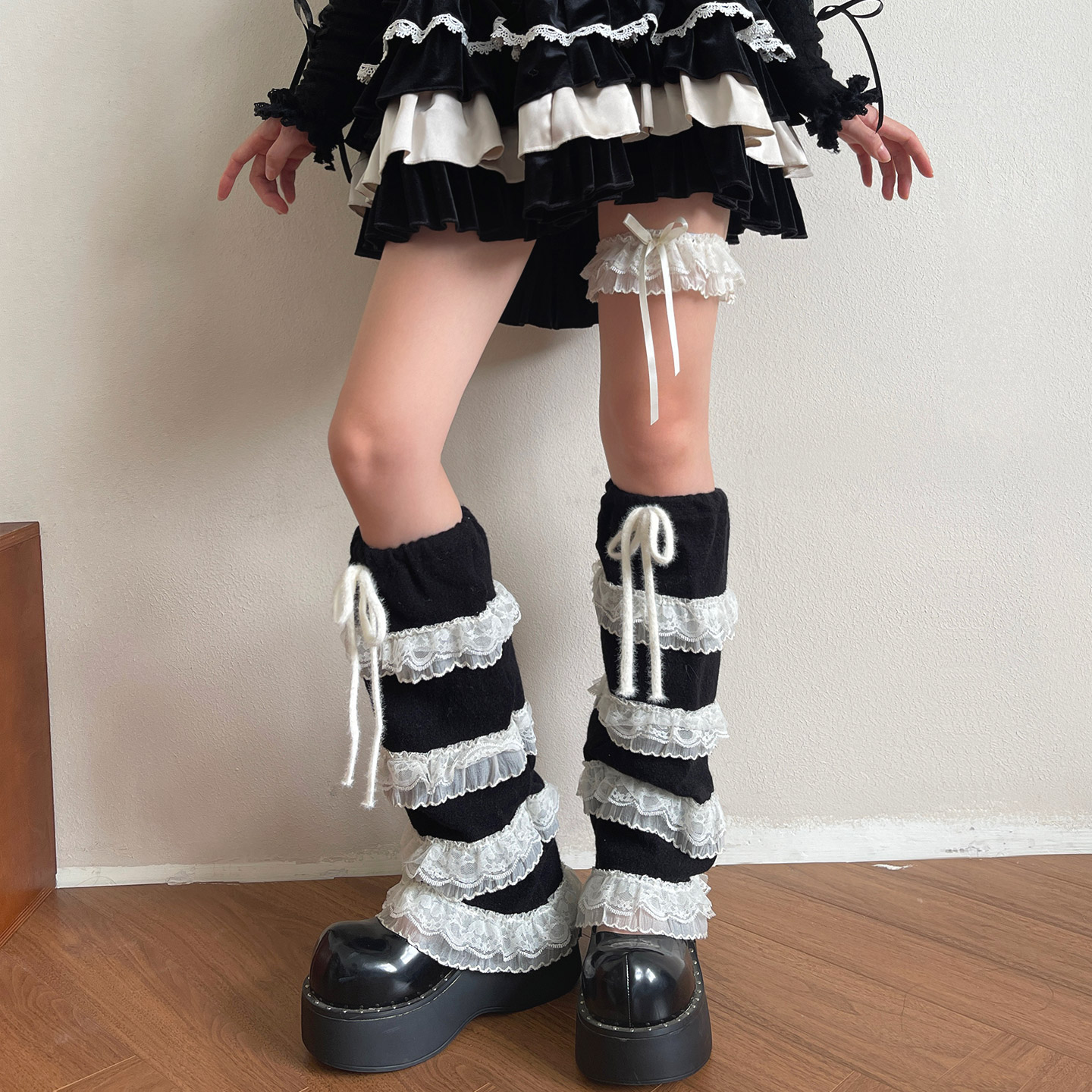 袜贵人新品千禧年Y2K辣妹亚文化多层蛋糕花边少女洛丽塔保暖袜套