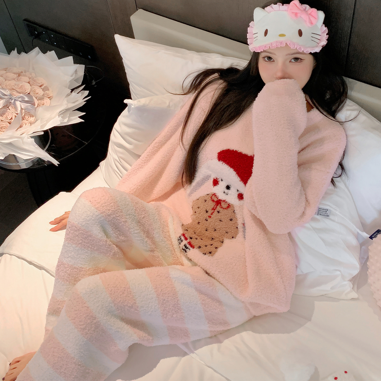 卡通睡衣加绒加厚可外穿家居服