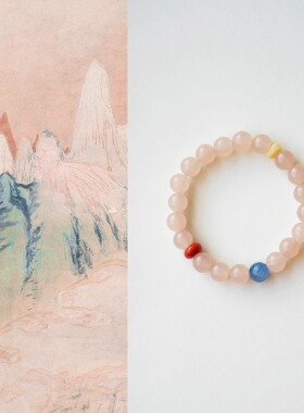 「花影椿莳」原创新中式国风天然粉玉髓南红手串女生手链礼物饰品