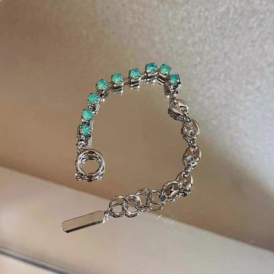 justine clenquet新款小众设计水钻拼接手链法式薄荷绿手链潮牌