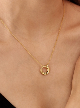ins永恒之环钛钢项链双环吊坠锁骨链原创设计饰品百搭个性颈链