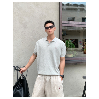【ZICHENG】25ss松弛老钱风 polo莱赛尔混纺亚麻短袖夏季polp 杉