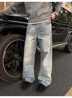 G3-Elegant2026春夏新款复古百搭美式水洗直筒牛仔裤休闲裤宽松