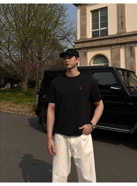 GGG 金乘三 26SS美式休闲百搭夏季刺绣宽松纯色短袖高弹舒适百搭