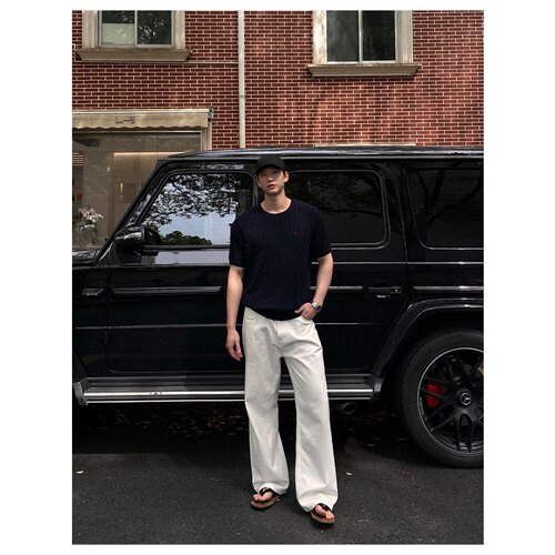 GGG金乘三 春夏系列麻花针织绞花圆领刺绣短夏季袖休闲新贵高级感