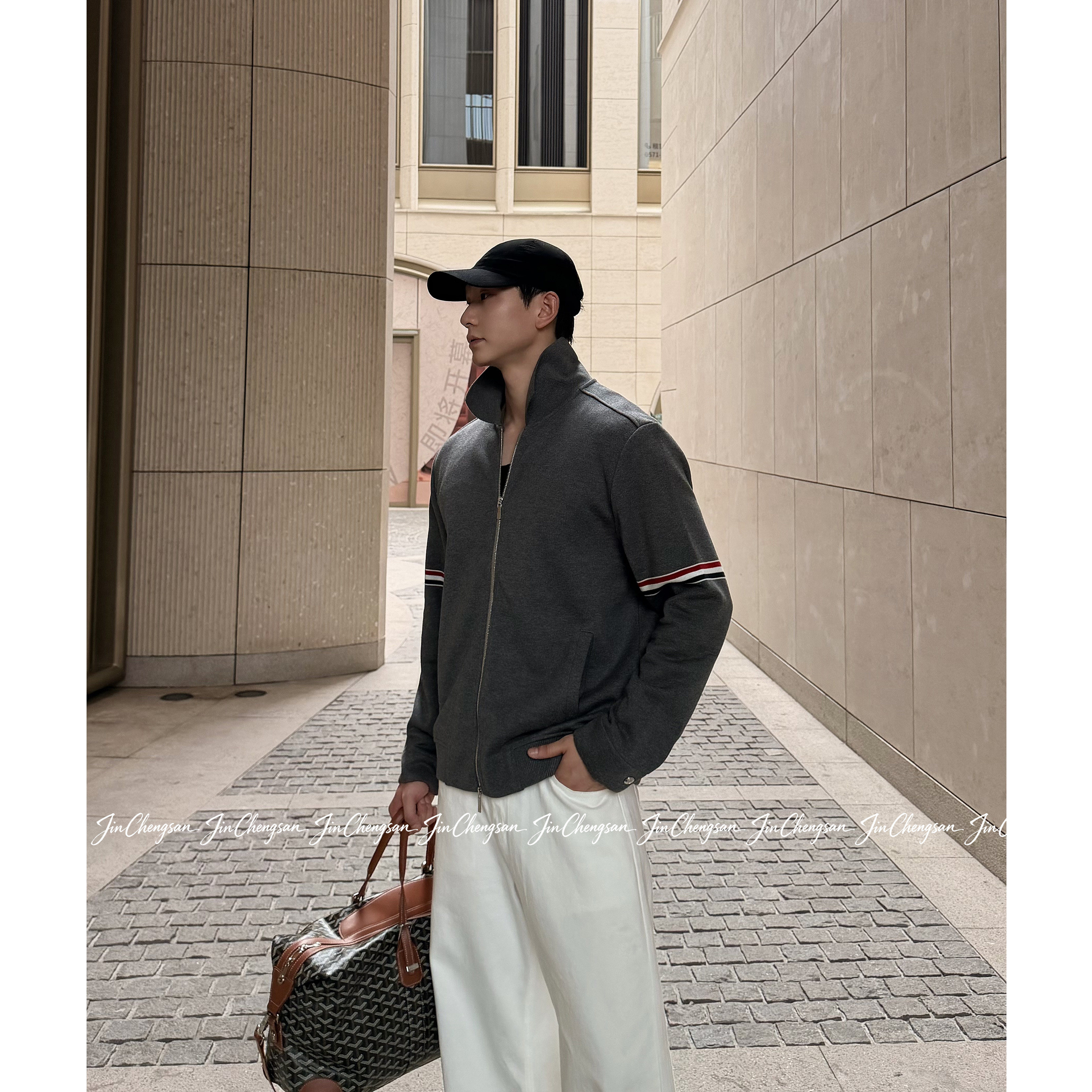 【金乘三】秋季新款三色编制系列时尚休闲夹克外套