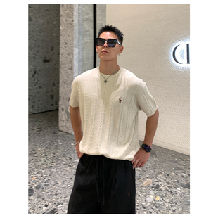 圆领短袖 老钱新贵三色提花亚麻天丝针织衫 休闲夏季 ZICHENG