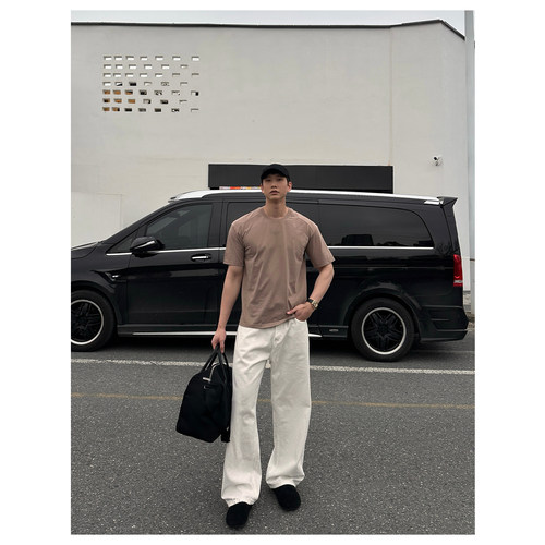 ZICHENG 26ss夏季刺绣新款260g液氨棉冰感T短袖宽松休闲时尚