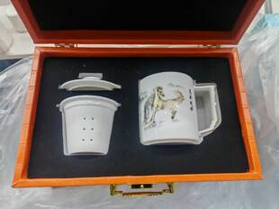 唐山骨质瓷茶具套装家用客厅办公室会客泡茶茶杯盖碗送礼盒装茶漏