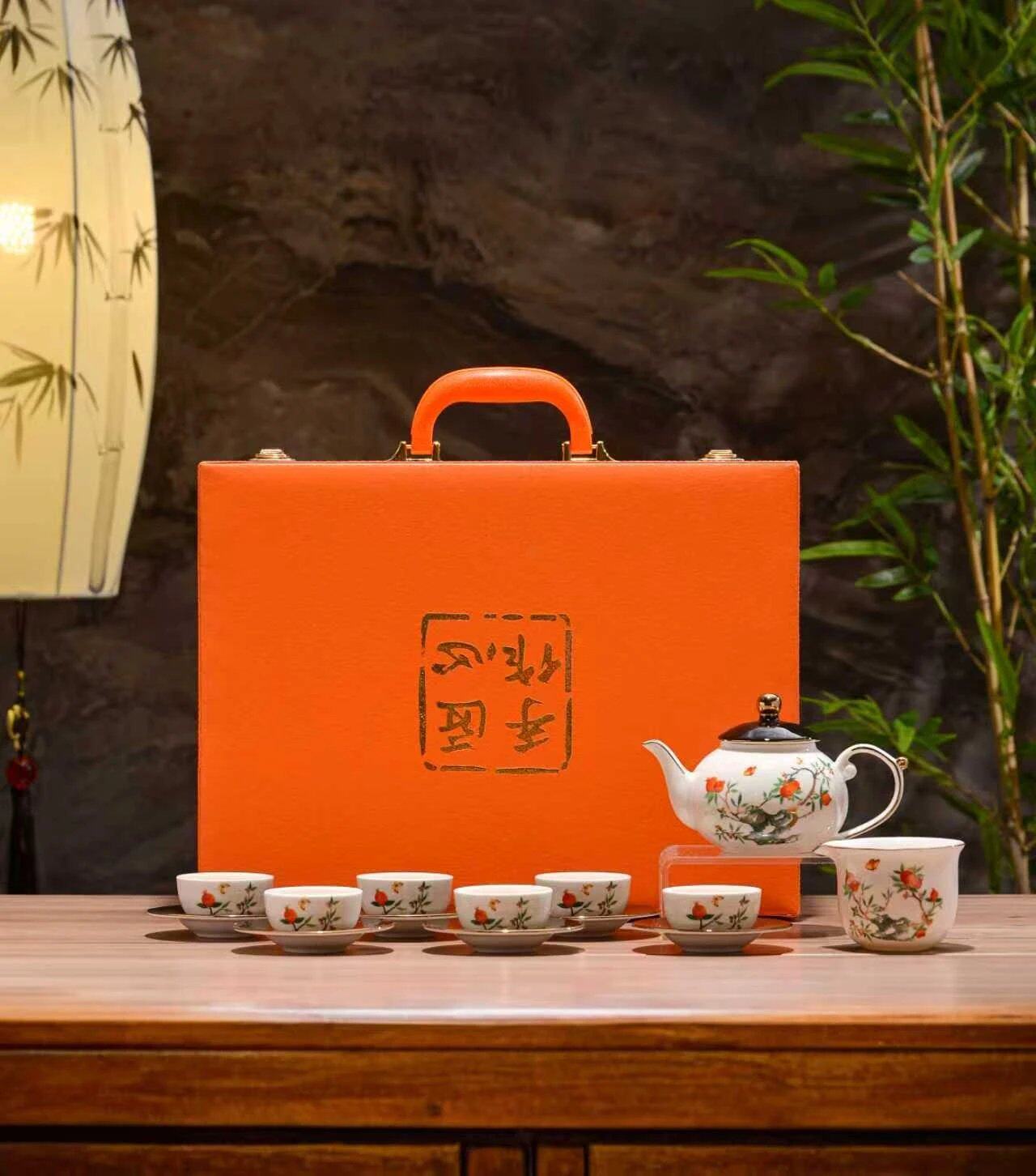 唐山骨质瓷茶具套装家用客厅办公室会客泡茶壶茶杯盖碗送礼盒装
