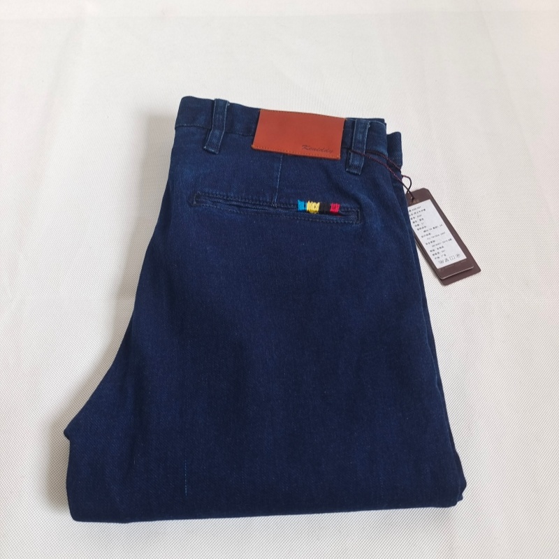 修身复古蓝直筒商务风男士牛仔裤