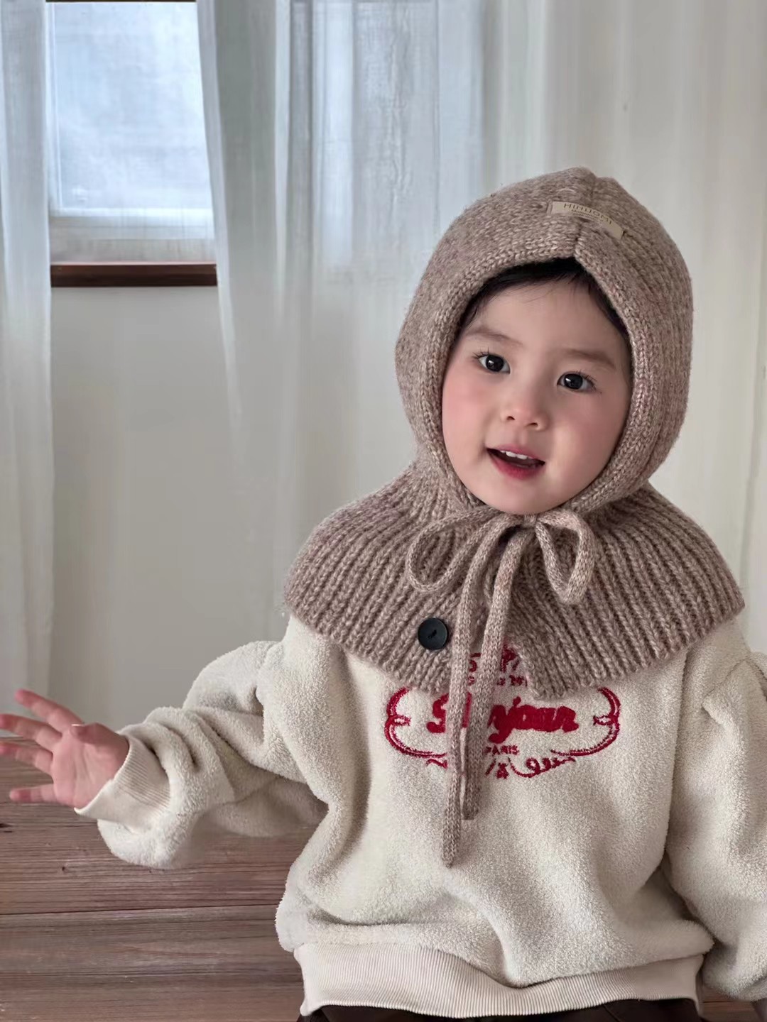 儿童帽子2025新款女童针织帽男童宝宝可爱卡通毛线帽秋冬保暖护耳