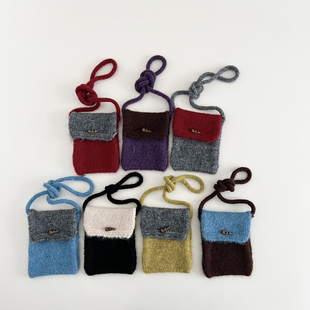 儿童手工diy编织材料包毛线针织包女童宝宝针织包毛线包手机挎包