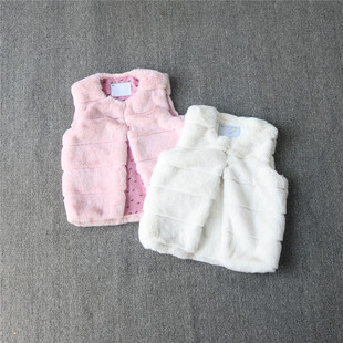 外贸秋冬女童仿兔毛马甲儿童毛毛洋气背心宝宝加厚皮草外套背心