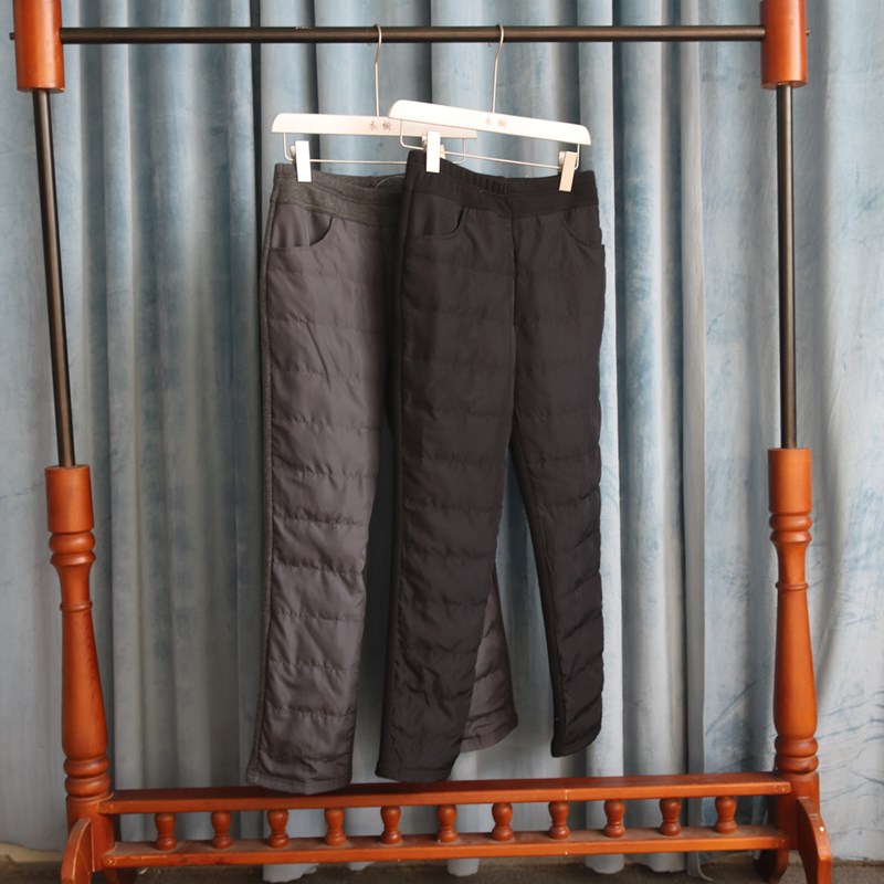 外贸日单冬季女士羽绒棉裤加厚直筒长裤高腰休闲加绒裤子