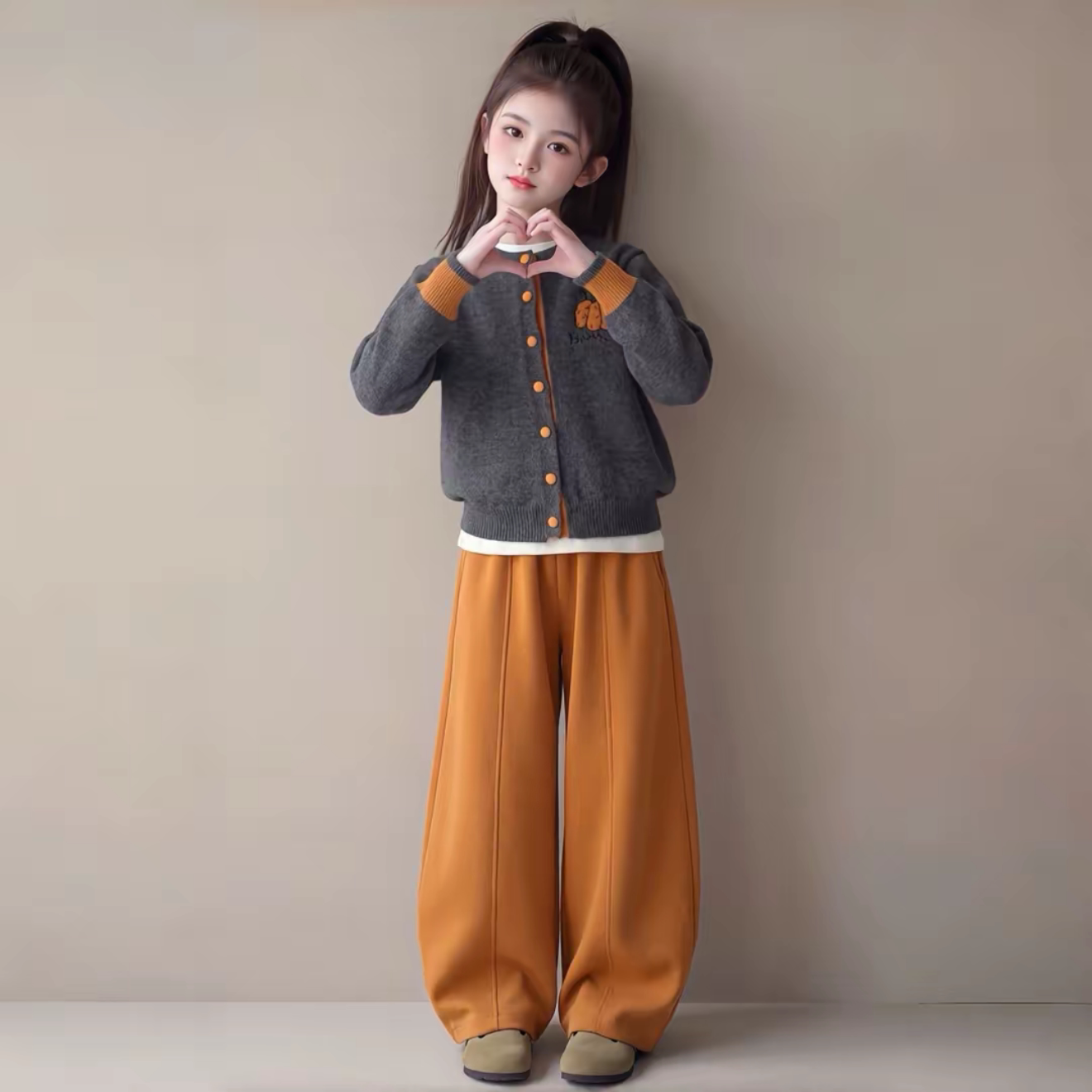 女童韩版开衫休闲弯刀卫裤套装