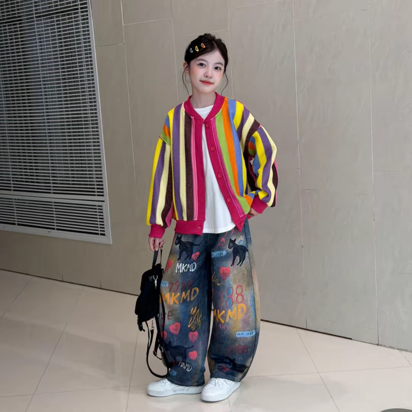 女童加绒彩色外套女童秋装套装